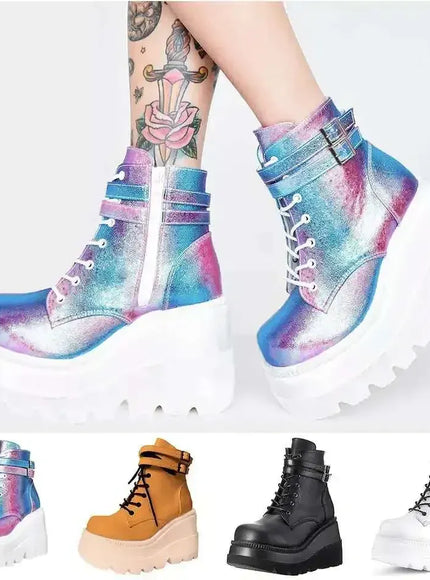 KissICON Botas Women Motorcycle Winter Buckle Ankel Boots Women