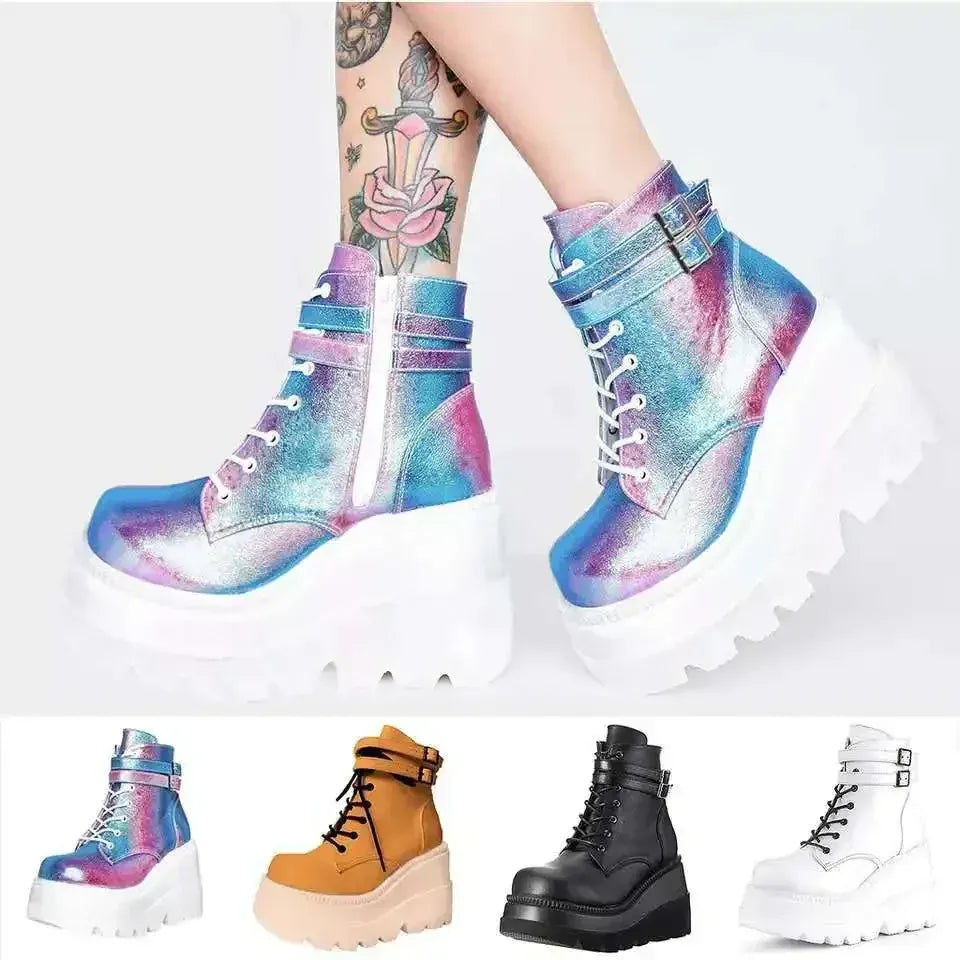 KissICON Botas Women Motorcycle Winter Buckle Ankel Boots Women