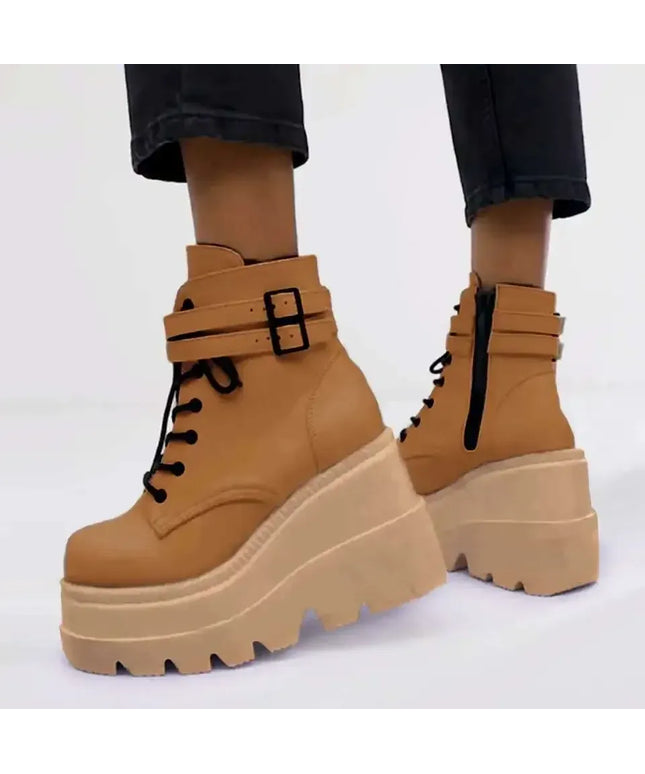 KissICON Botas Women Motorcycle Winter Buckle Ankel Boots Women