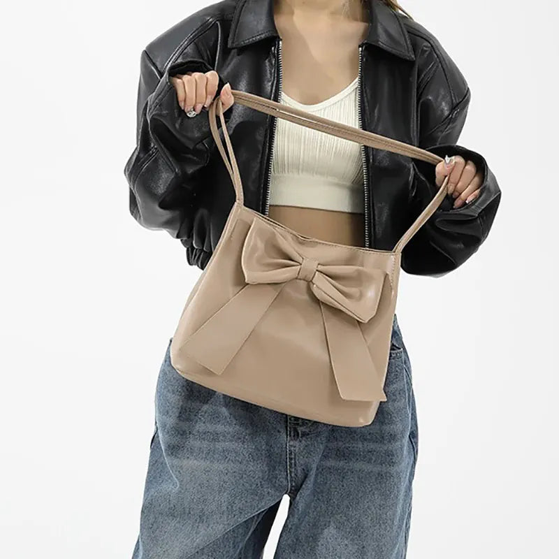 KissICON Bow Handlebags Shoulder Bags Leisure Armpit Shopping