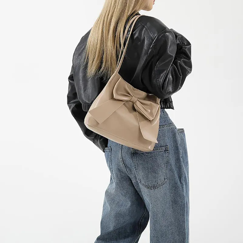 KissICON Bow Handlebags Shoulder Bags Leisure Armpit Shopping