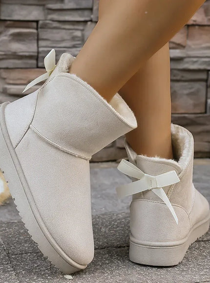 KissICON Bowtie Decor Comfort Non Slip Snow Boots Thick