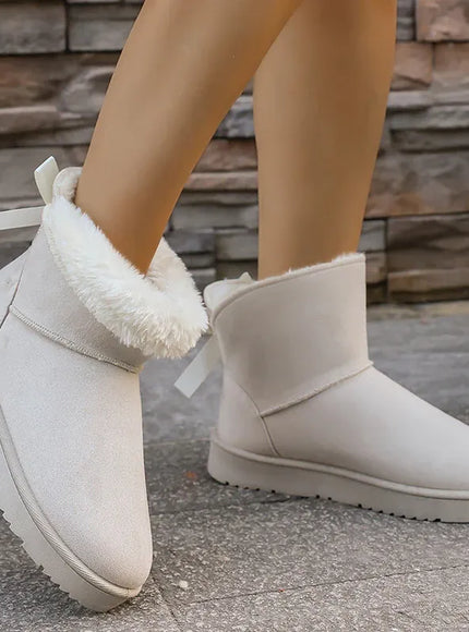 KissICON Bowtie Decor Comfort Non Slip Snow Boots Thick