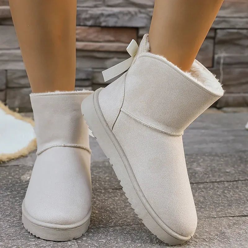 KissICON Bowtie Decor Comfort Non Slip Snow Boots Thick