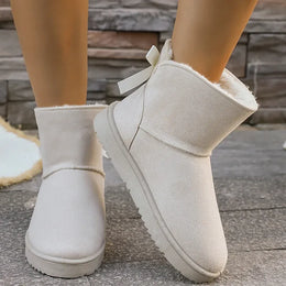 KissICON Bowtie Decor Comfort Non Slip Snow Boots Thick