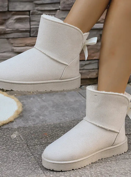 KissICON Bowtie Decor Comfort Non Slip Snow Boots Thick
