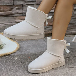 KissICON Bowtie Decor Comfort Non Slip Snow Boots Thick