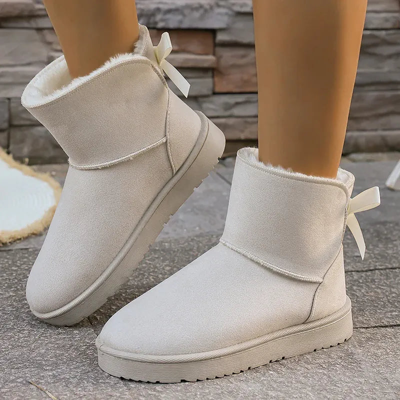 KissICON Bowtie Decor Comfort Non Slip Snow Boots Thick