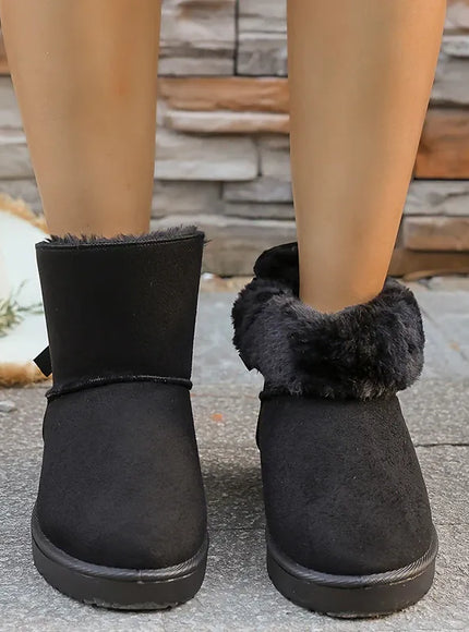 KissICON Bowtie Decor Comfort Non Slip Snow Boots Thick