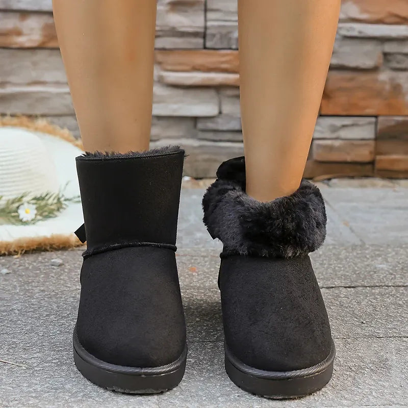 KissICON Bowtie Decor Comfort Non Slip Snow Boots Thick