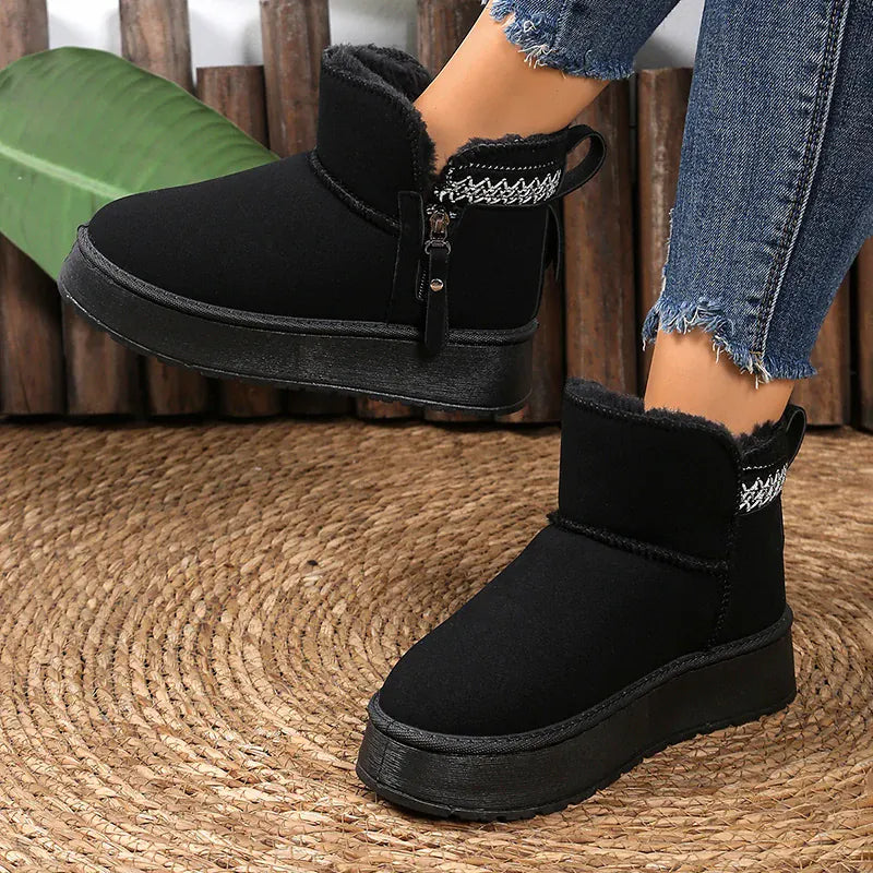 KissICON Bowtie Decor Comfort Non Slip Snow Boots Thick