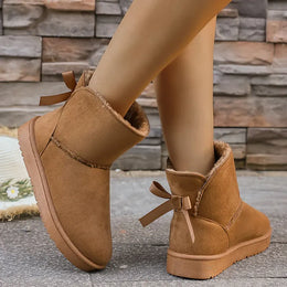 KissICON Bowtie Decor Comfort Non Slip Snow Boots Thick