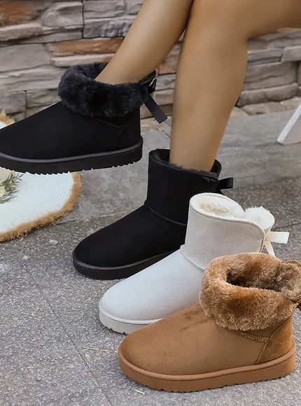 KissICON Bowtie Decor Comfort Non Slip Snow Boots Thick