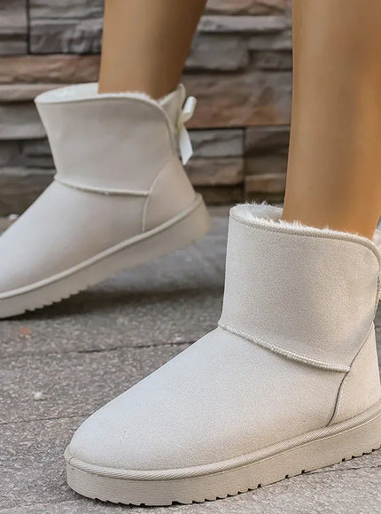 KissICON Bowtie Decor Comfort Non Slip Snow Boots Thick