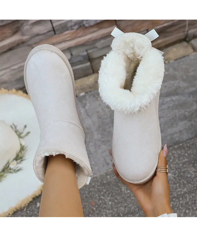 KissICON Bowtie Decor Comfort Non Slip Snow Boots Thick