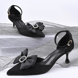 KissICON Bowtie Decor High Heels Sandals for Women Shiny