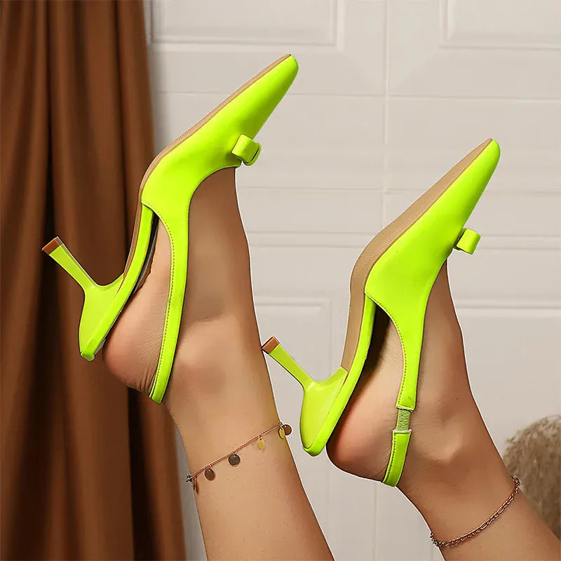 KissICON Bowtie Decor Light Green High Heels Sandals for