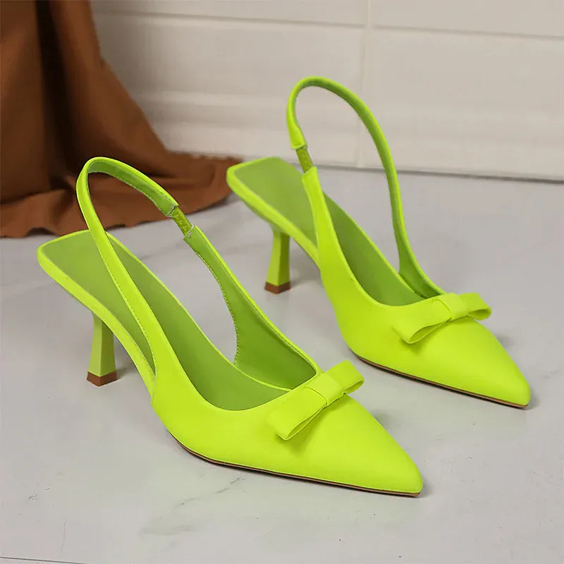 KissICON Bowtie Decor Light Green High Heels Sandals for