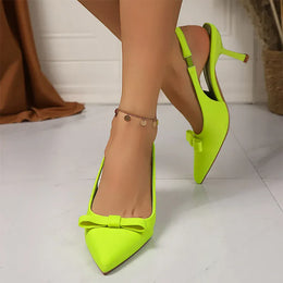 KissICON Bowtie Decor Light Green High Heels Sandals for