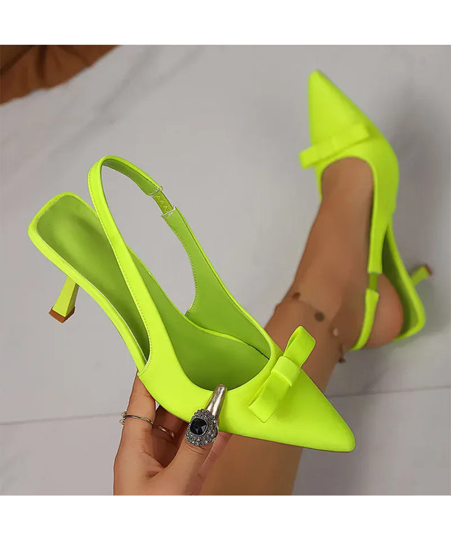 KissICON Bowtie Decor Light Green High Heels Sandals for