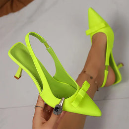 KissICON Bowtie Decor Light Green High Heels Sandals for