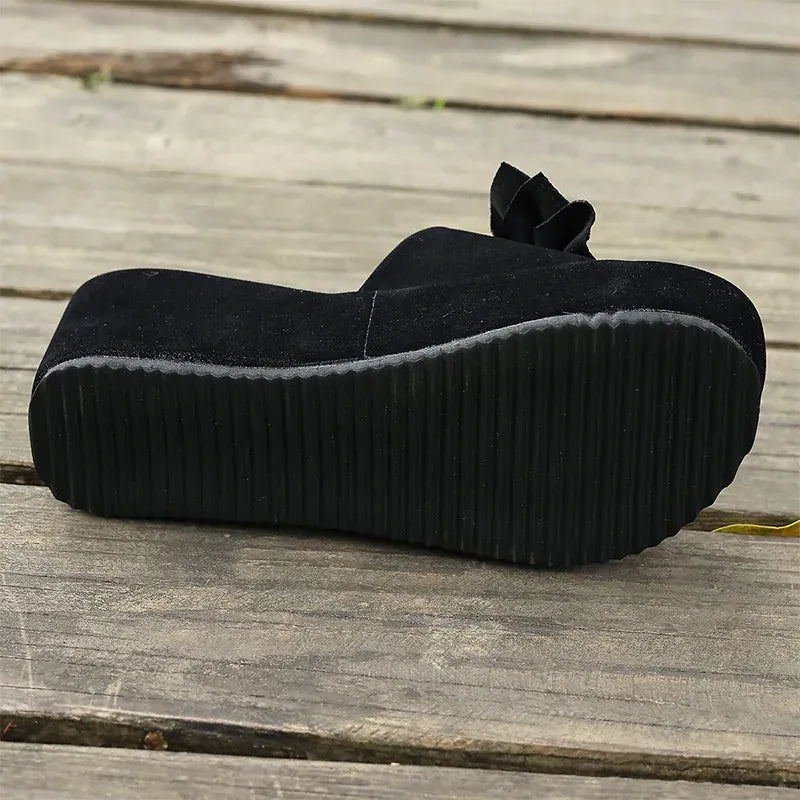 KissICON Bowtie Decor Wedges Sandals for Women Summer Thick