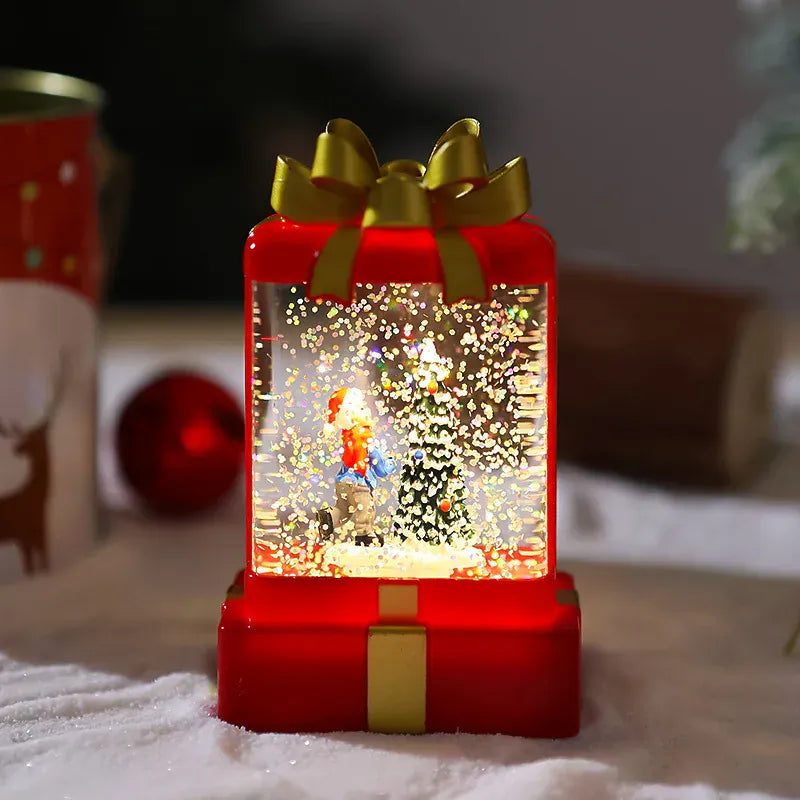 KissICON BoysStyle Christmas Decorations,Glowing Crystal Lights,Ornaments,New Santa Claus Night Lights,Christmas Gift Packages,Small Wind Lighs