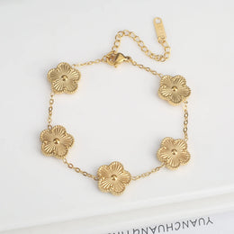 KissICON Bracelet 1 Classic Stainless Steel Hot Selling Golden Clover Adjustable Bracelet Luxury Five Leaf Flower Bracelet Jewelry For Women Gift