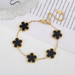KissICON Bracelet 10 Classic Stainless Steel Hot Selling Golden Clover Adjustable Bracelet Luxury Five Leaf Flower Bracelet Jewelry For Women Gift