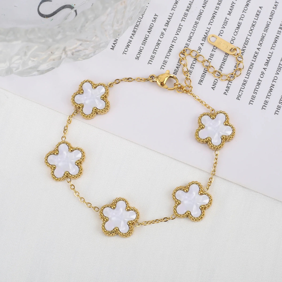 KissICON Bracelet 11 Classic Stainless Steel Hot Selling Golden Clover Adjustable Bracelet Luxury Five Leaf Flower Bracelet Jewelry For Women Gift