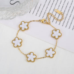 KissICON Bracelet 11 Classic Stainless Steel Hot Selling Golden Clover Adjustable Bracelet Luxury Five Leaf Flower Bracelet Jewelry For Women Gift