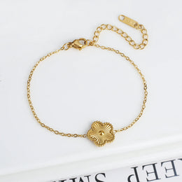 KissICON Bracelet 12 Classic Stainless Steel Hot Selling Golden Clover Adjustable Bracelet Luxury Five Leaf Flower Bracelet Jewelry For Women Gift