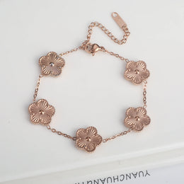 KissICON Bracelet 2 Classic Stainless Steel Hot Selling Golden Clover Adjustable Bracelet Luxury Five Leaf Flower Bracelet Jewelry For Women Gift