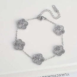 KissICON Bracelet 3 Classic Stainless Steel Hot Selling Golden Clover Adjustable Bracelet Luxury Five Leaf Flower Bracelet Jewelry For Women Gift