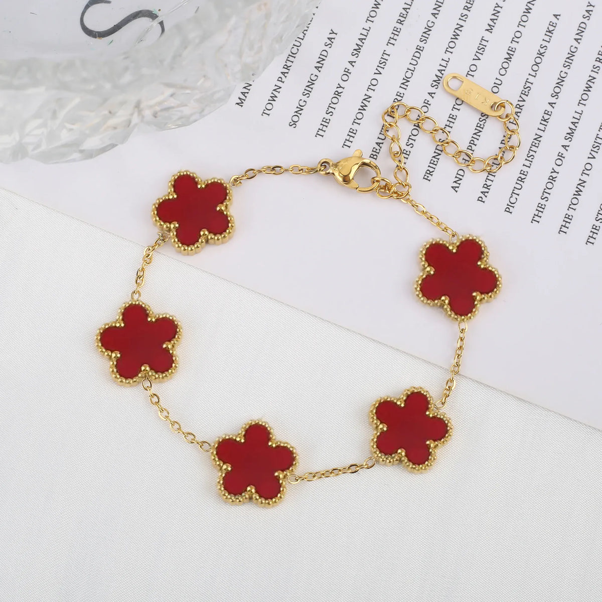 KissICON Bracelet 4 Classic Stainless Steel Hot Selling Golden Clover Adjustable Bracelet Luxury Five Leaf Flower Bracelet Jewelry For Women Gift