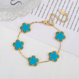KissICON Bracelet 5 Classic Stainless Steel Hot Selling Golden Clover Adjustable Bracelet Luxury Five Leaf Flower Bracelet Jewelry For Women Gift