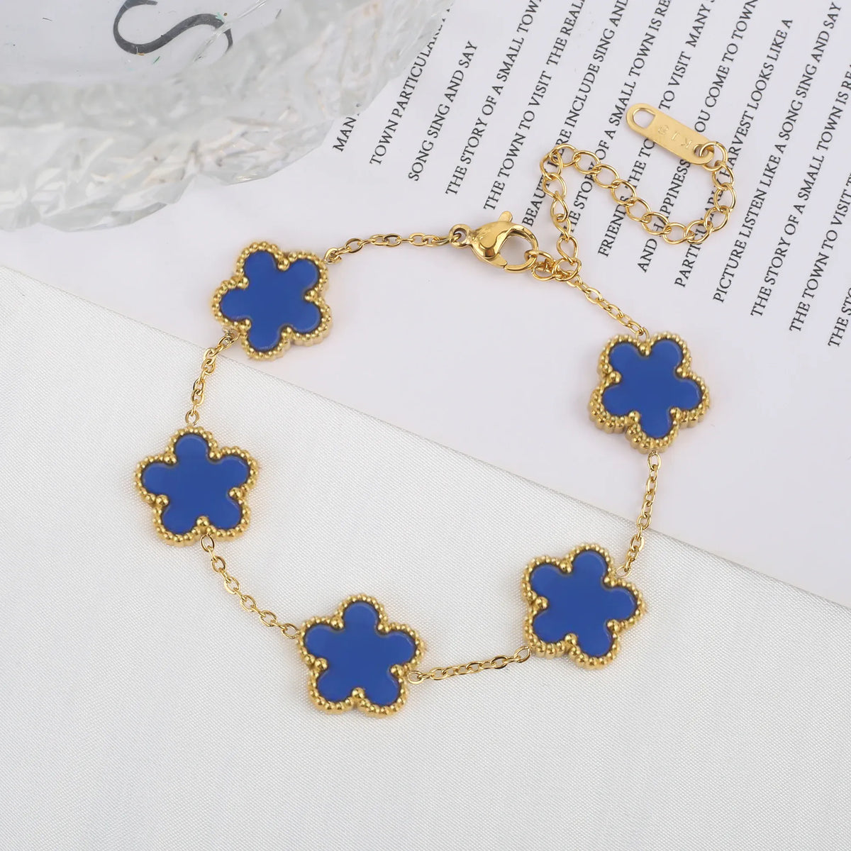 KissICON Bracelet 7 Classic Stainless Steel Hot Selling Golden Clover Adjustable Bracelet Luxury Five Leaf Flower Bracelet Jewelry For Women Gift