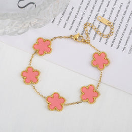 KissICON Bracelet 8 Classic Stainless Steel Hot Selling Golden Clover Adjustable Bracelet Luxury Five Leaf Flower Bracelet Jewelry For Women Gift