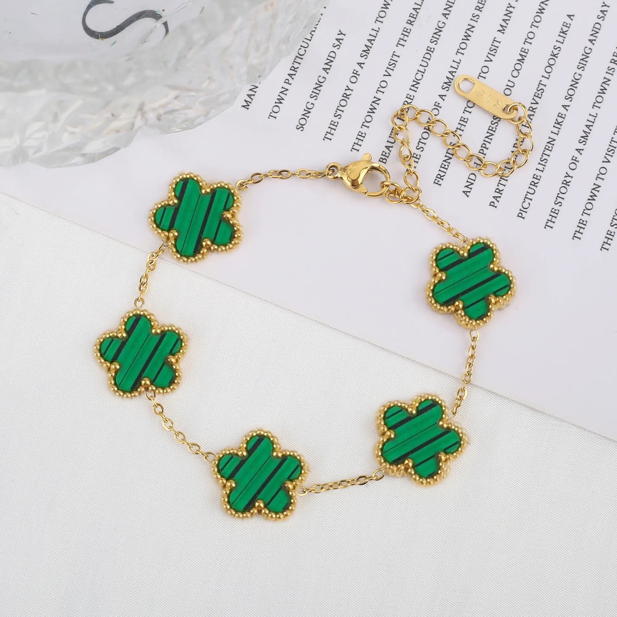 KissICON Bracelet 9 Classic Stainless Steel Hot Selling Golden Clover Adjustable Bracelet Luxury Five Leaf Flower Bracelet Jewelry For Women Gift