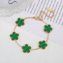 KissICON Bracelet 9 Classic Stainless Steel Hot Selling Golden Clover Adjustable Bracelet Luxury Five Leaf Flower Bracelet Jewelry For Women Gift