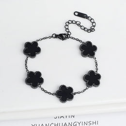 KissICON Bracelet Classic Stainless Steel Hot Selling Golden Clover Adjustable Bracelet Luxury Five Leaf Flower Bracelet Jewelry For Women Gift