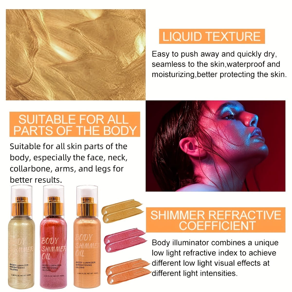 KissICON Brass Golden 💋 Cocoa Butter & Coconut Shimmer Oil -