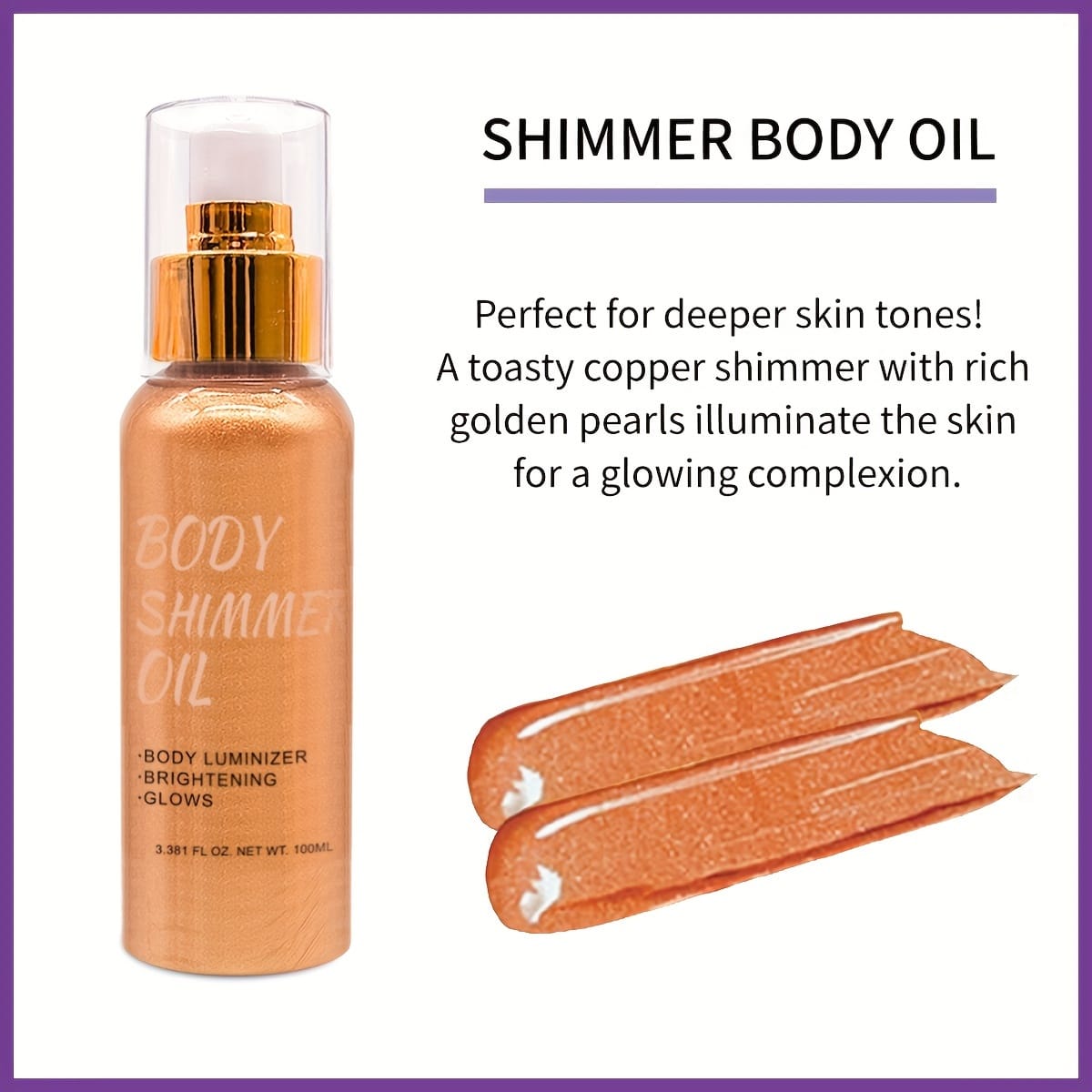 KissICON Brass Golden 💋 Cocoa Butter & Coconut Shimmer Oil -