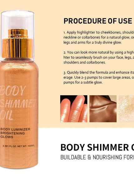 KissICON Brass Golden 💋 Cocoa Butter & Coconut Shimmer Oil -