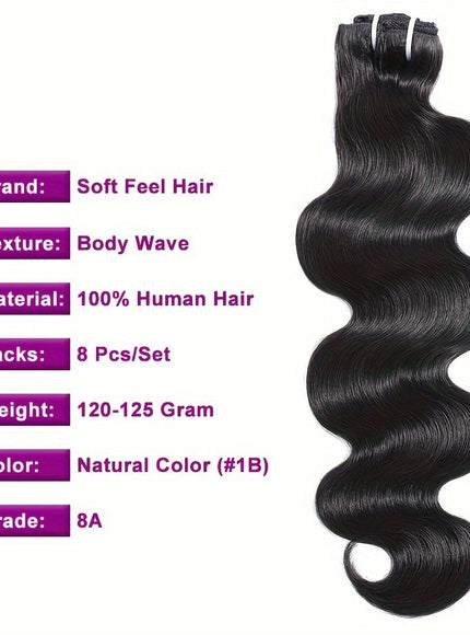 KissICON Brazilian Body Wave Clip In Remy Hair -