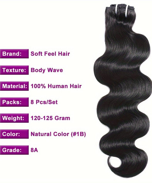KissICON Brazilian Body Wave Clip In Remy Hair -