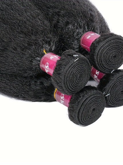 KissICON Brazilian Yaki Straight Extensions 3 Bundles Remy Black