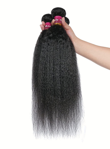 KissICON Brazilian Yaki Straight Extensions 3 Bundles Remy Black