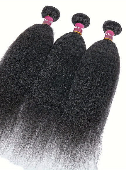 KissICON Brazilian Yaki Straight Extensions 3 Bundles Remy Black