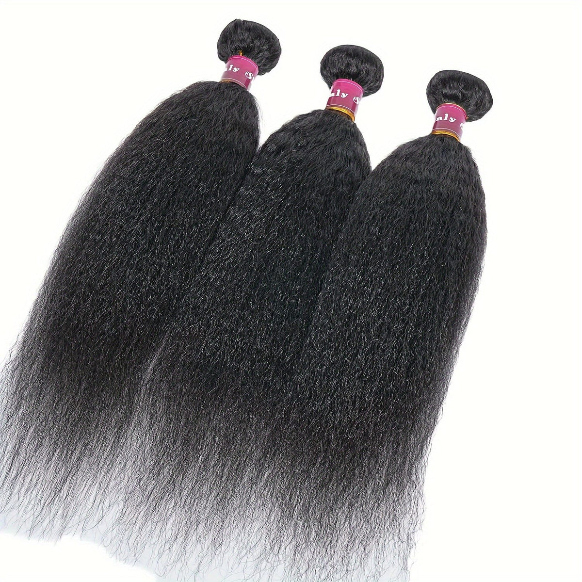 KissICON Brazilian Yaki Straight Extensions 3 Bundles Remy Black
